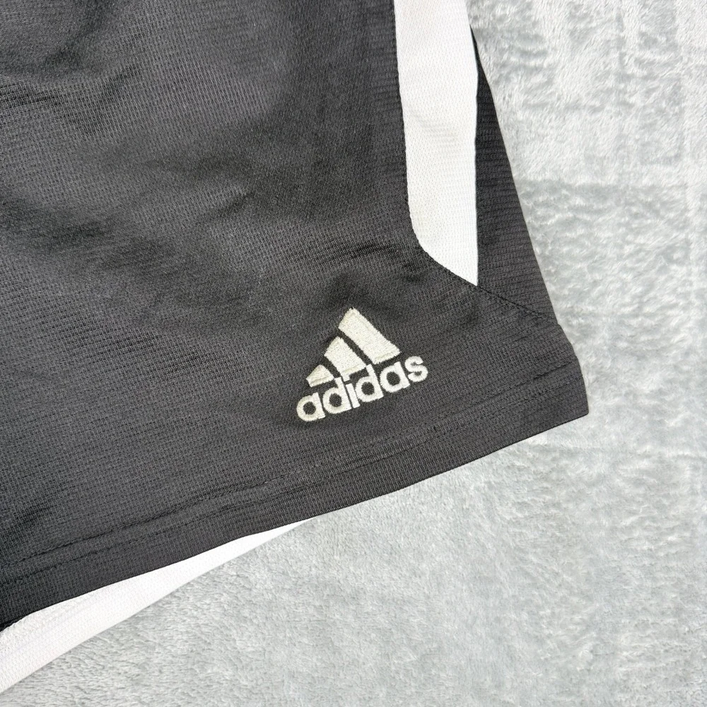 Adidas Mens Large Y2K Soccer Shorts Black White Climalite 3 Stripe 04/04